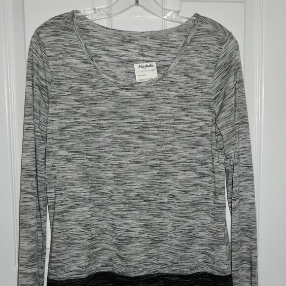 BRAND NEW HARMONY BALANCE BLACK & GRAY TUNIC LONG SHIRT TOP WOMENS SIZE SMALL - Picture 1 of 2